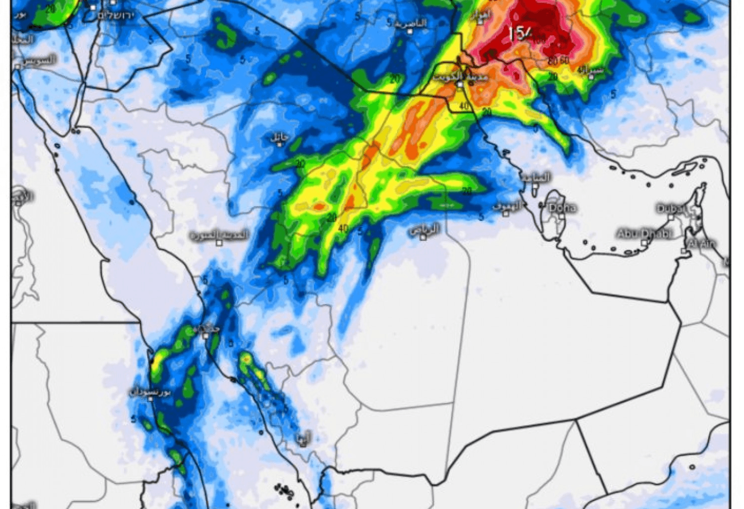 حالة الطقس في السعودية سحب رعدية وسقوط برد وغبار