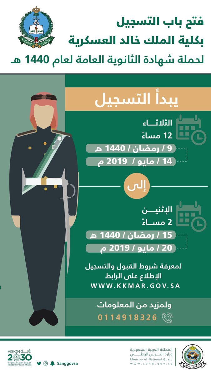 التقديم على كلية الملك خالد العسكرية 1440