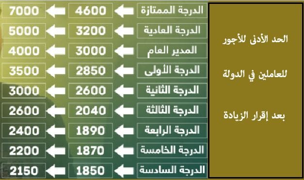 الحد الأدنى للأجور للعاملين في الدولة