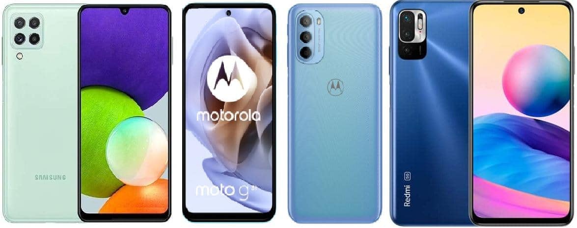 مقارنة مواصفات Redmi Note 10 و Moto G31 و Samsung Galaxy F22