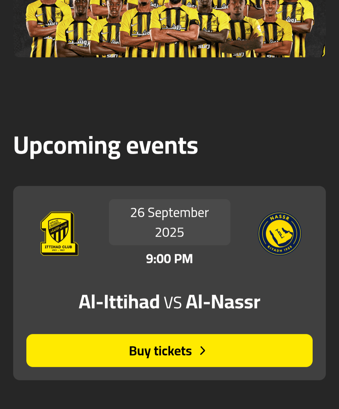 رابط حجز تذاكر مباراة الاتحاد والنصر